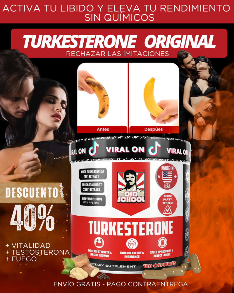 TURKESTERONE PRO OLD SCHOOL ORIGINAL - 120 CAPS - Potncia tu fuerza y crescim