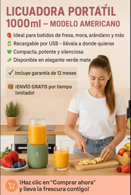 LICUADORA PORTATIL 500 ml ¡TU BATIDO AL MOMENTO!